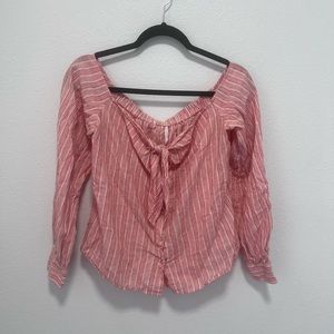 Free People Pink Striped Off the Shoulder Blouse Size Small